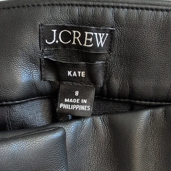 J. Crew Womens 8 Kate Straight Leg Faux Leather Black Pants Preppy City Neutral - Picture 7 of 8